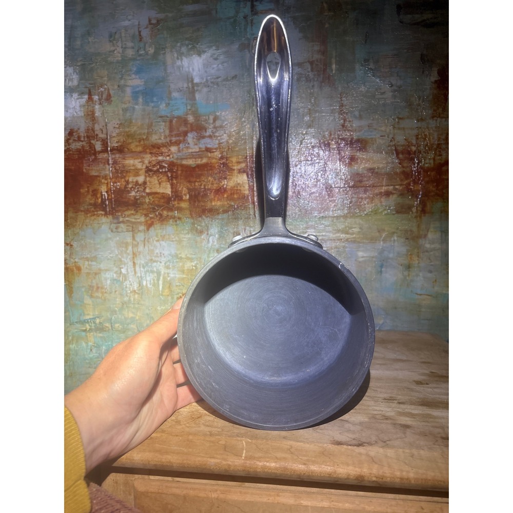 Hard Anodized Aluminum 2 Quart Saucepan 6 Inch Round Grey Pot Riveted Handle